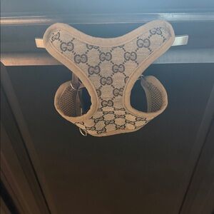 GG Beige Pet Harness with Logo Pattern